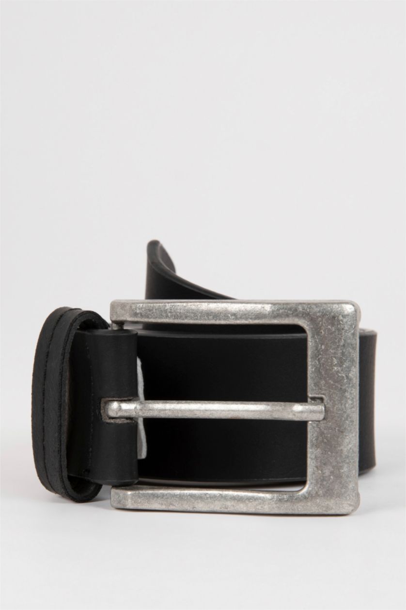 HOMME Noir Ceinture en Similicuir avec Boucle Rectangulaire pour Homme
