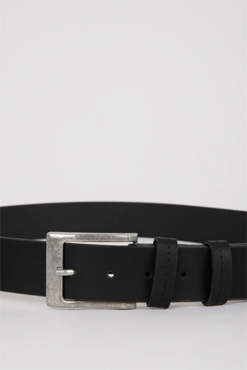 HOMME Noir Ceinture en Similicuir avec Boucle Rectangulaire pour Homme