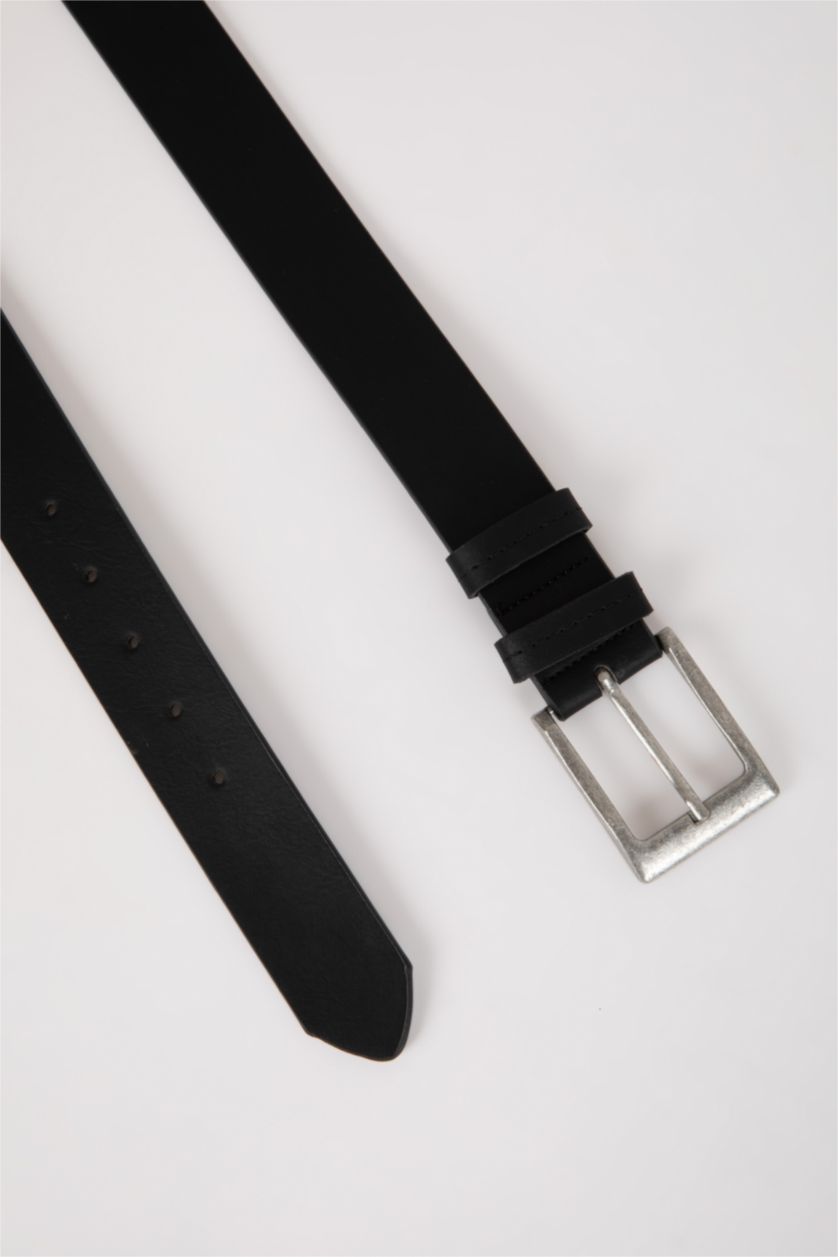 HOMME Noir Ceinture en Similicuir avec Boucle Rectangulaire pour Homme