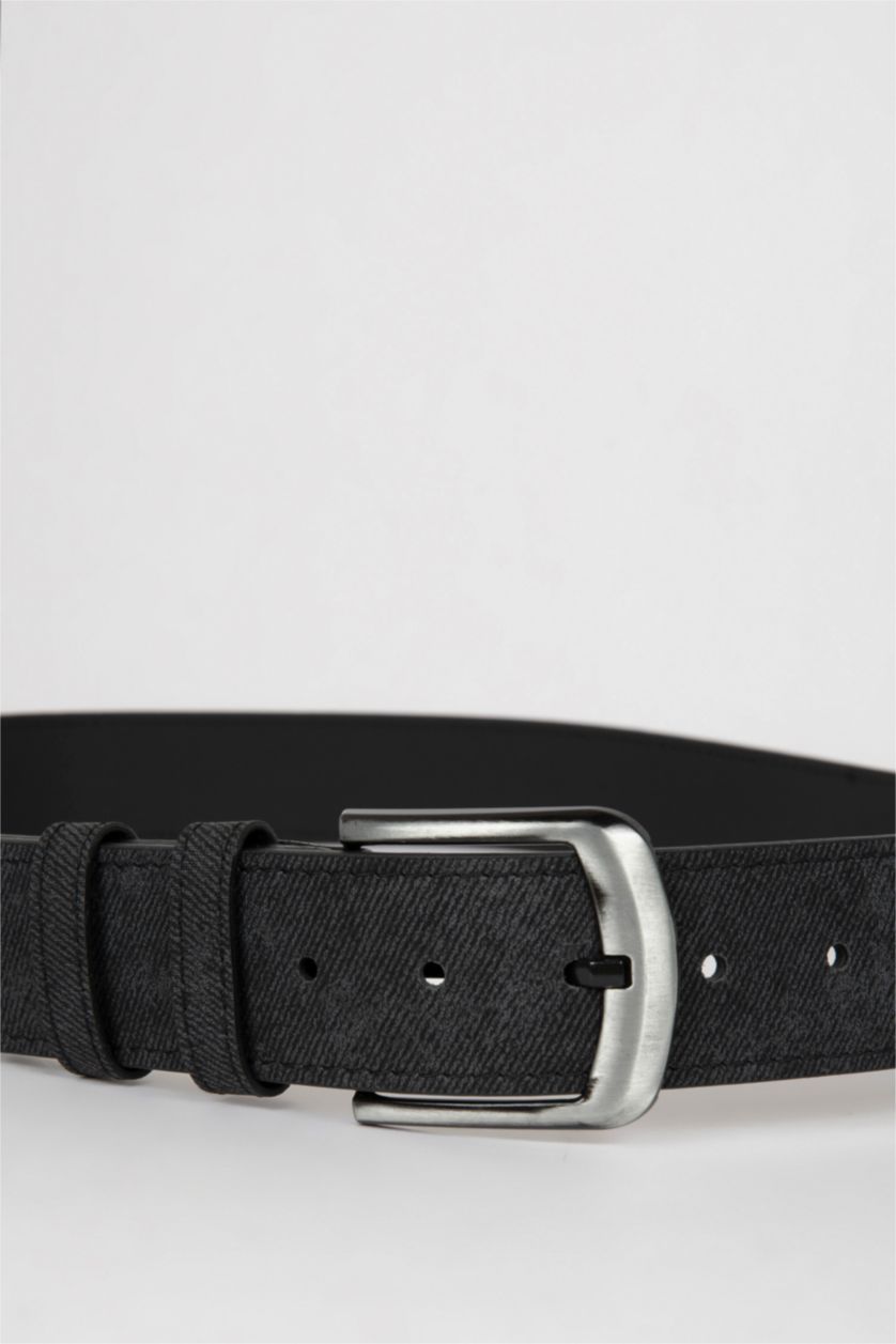 HOMME Anthracite Ceinture en Similicuir avec Boucle Rectangulaire pour Homme