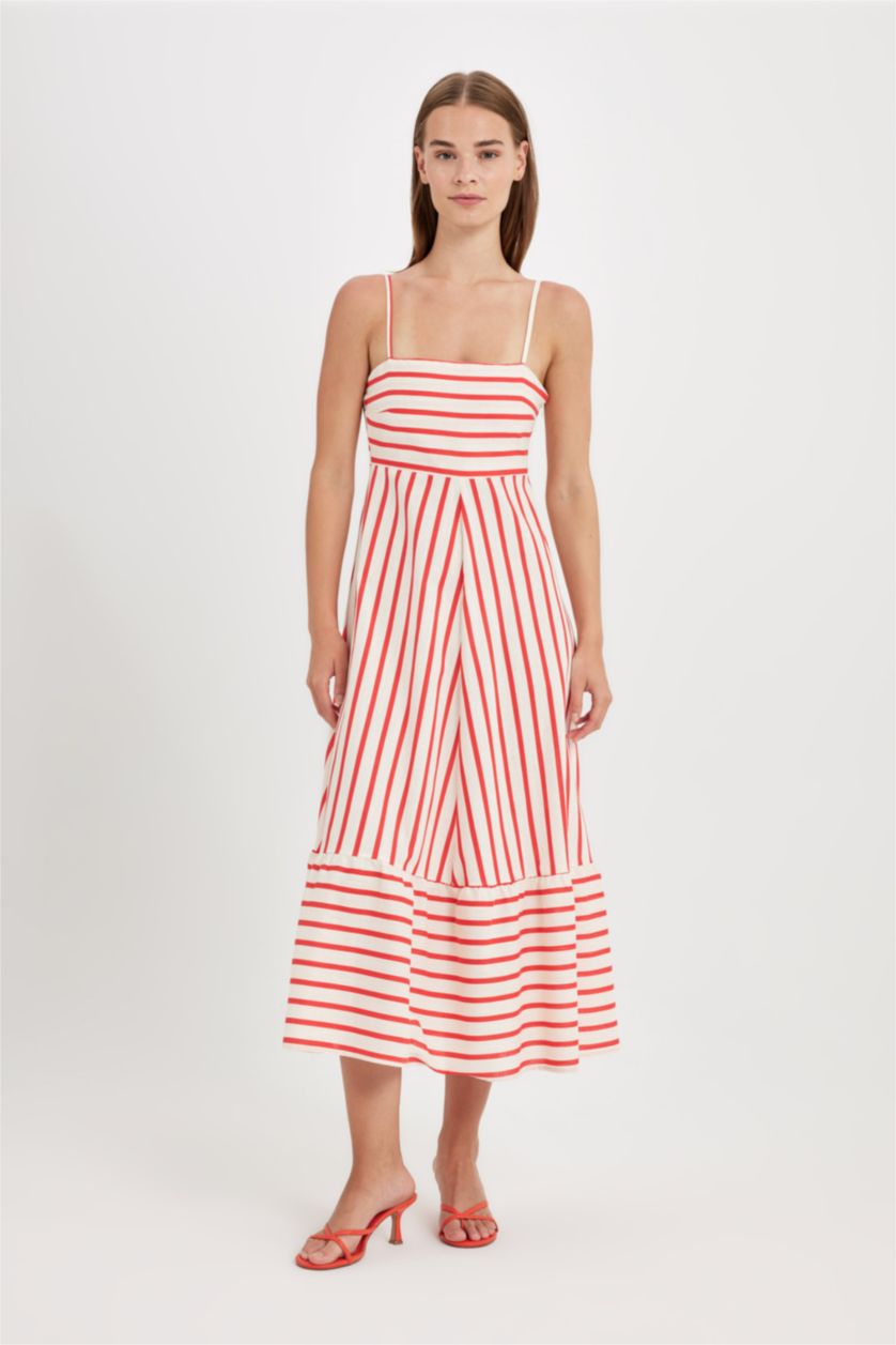 WOMAN Ecru Babydoll Printed Cotton Sleeveless Dress