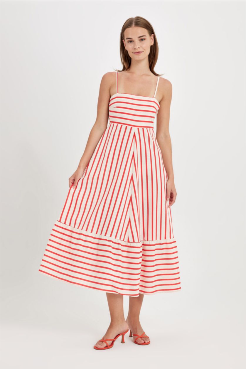 WOMAN Ecru Babydoll Printed Cotton Sleeveless Dress