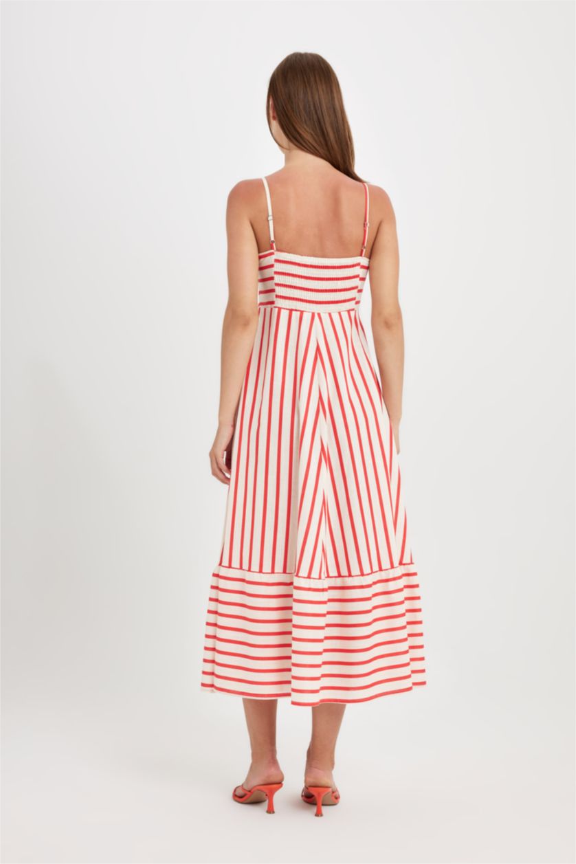 WOMAN Ecru Babydoll Printed Cotton Sleeveless Dress