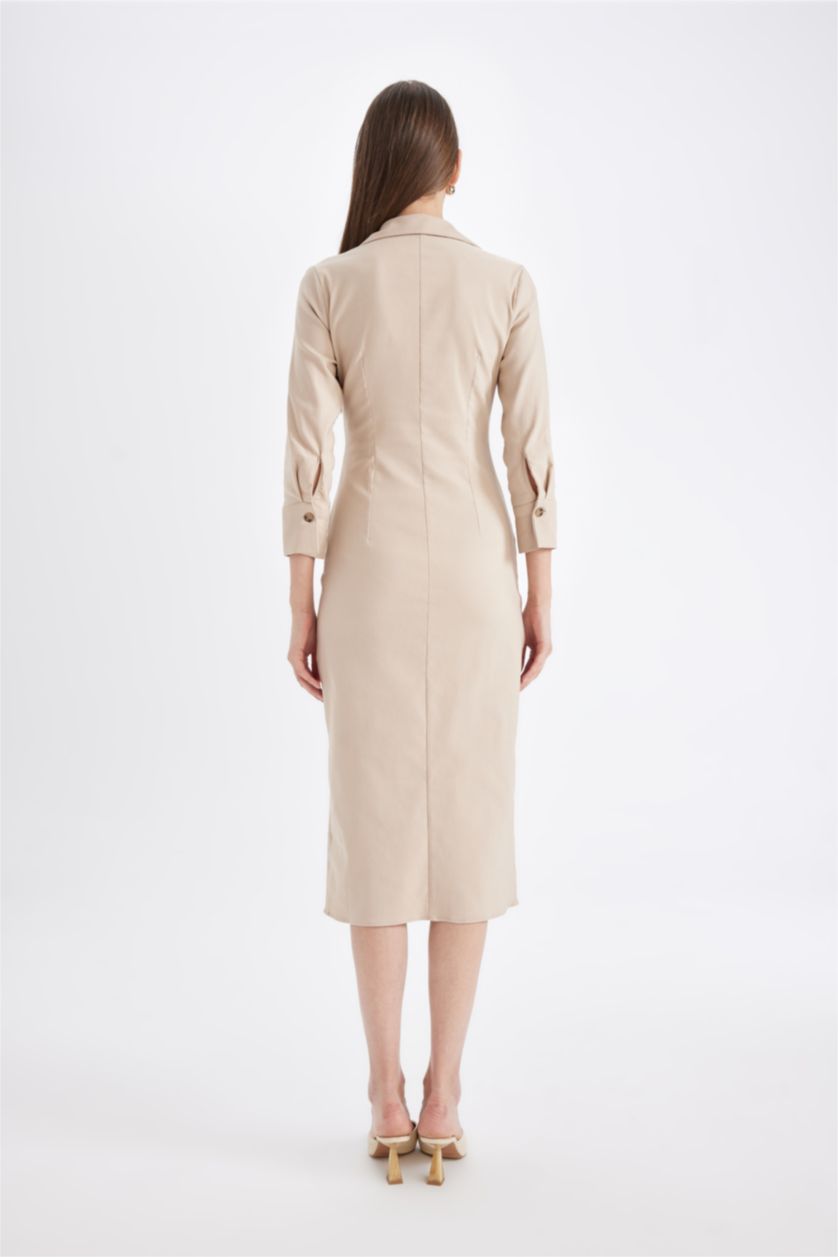 WOMAN Stone Bengaline Half Sleeve Midi Dress