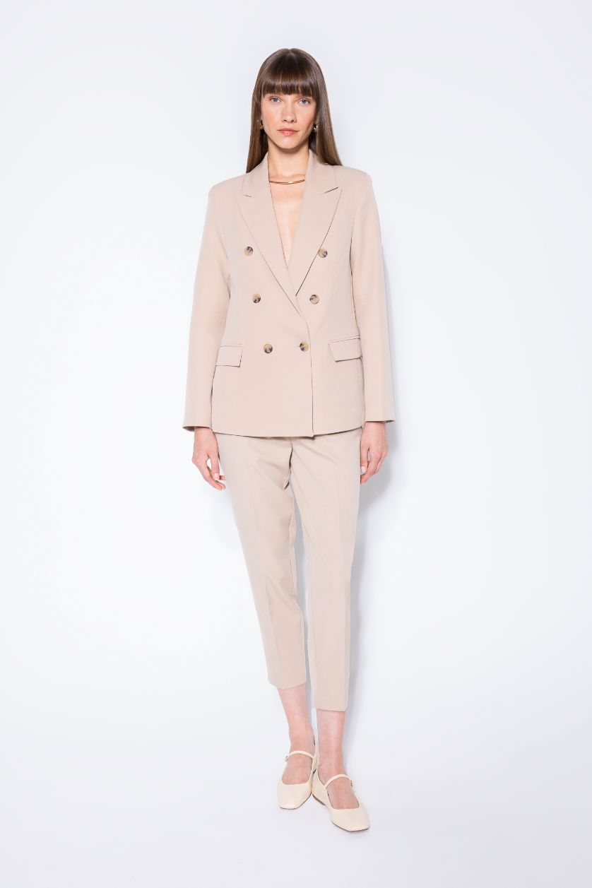 FEMME Beige Veste Blazer Oversize à Manches Longues