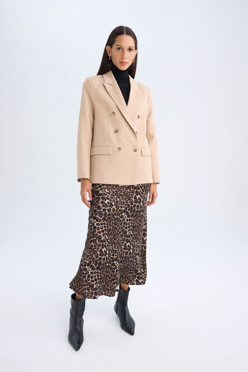 FEMME Beige Veste Blazer Oversize à Manches Longues