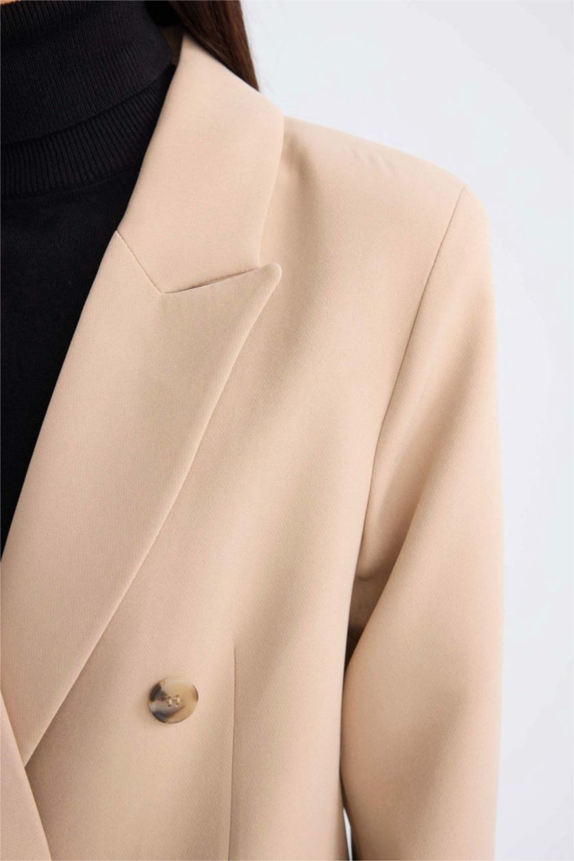 FEMME Beige Veste Blazer Oversize à Manches Longues