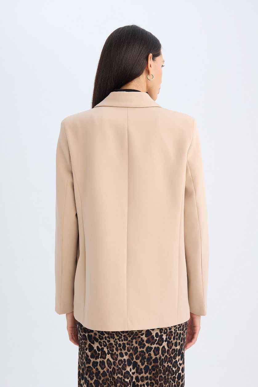 FEMME Beige Veste Blazer Oversize à Manches Longues