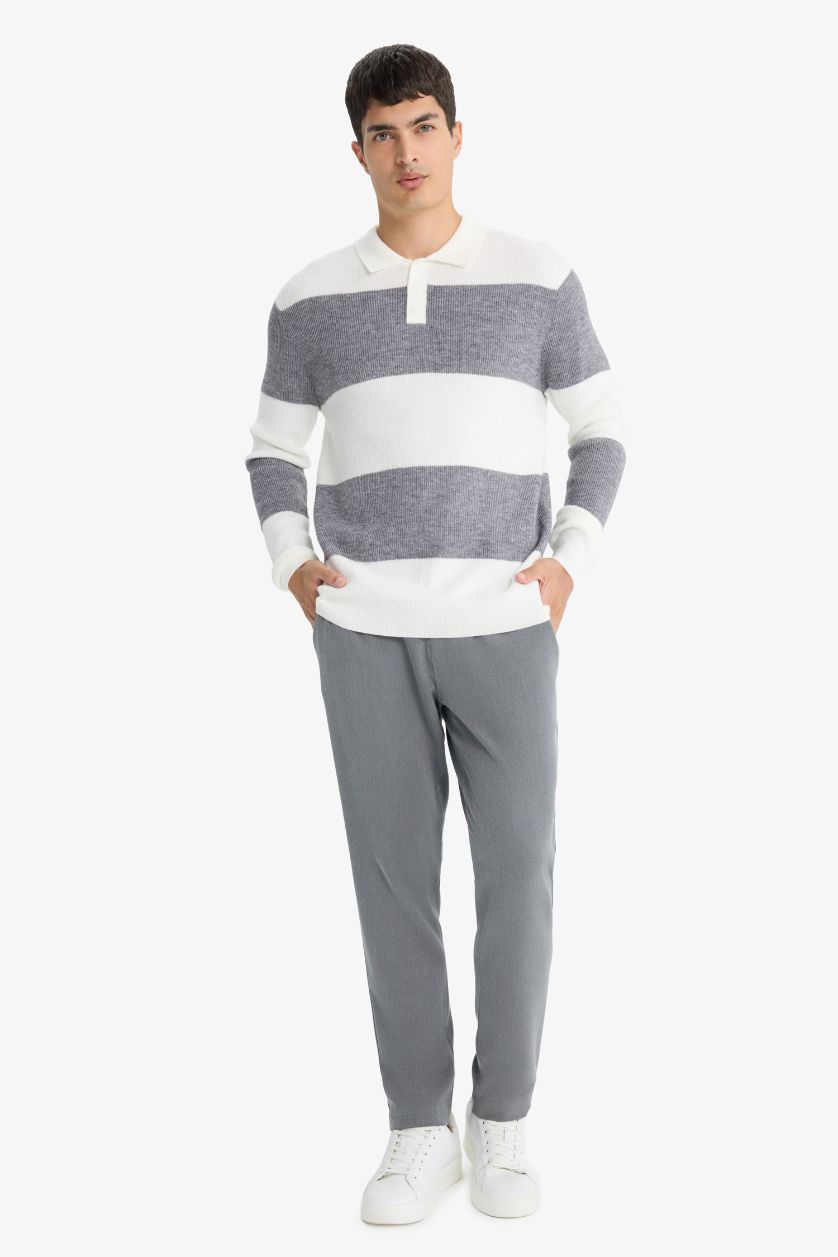 MAN Anthracite Standard Fit Polo Collar Knitwear Pullover