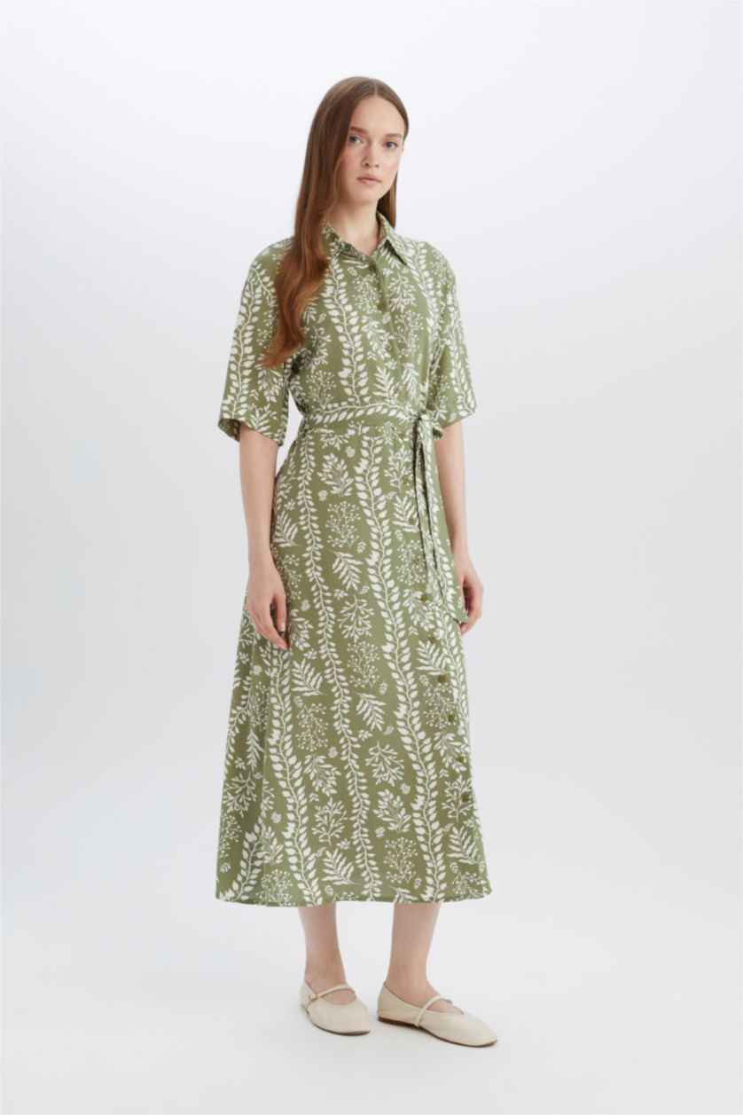 FEMME Kaki Robes Imprimé Col De Chemise