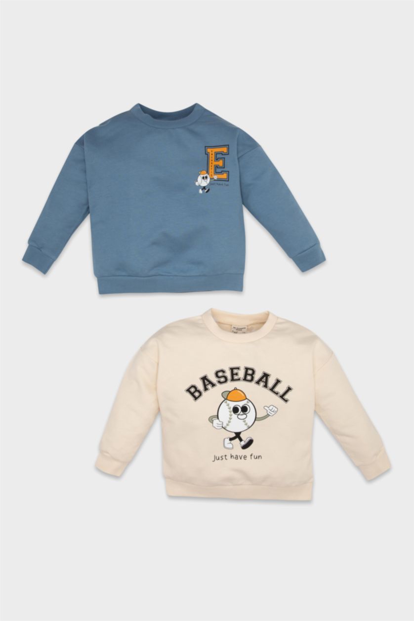 BABY BOY Blue Baby Boy Regular Fit Sports Printed Thin 2 Piece Sweatshirt