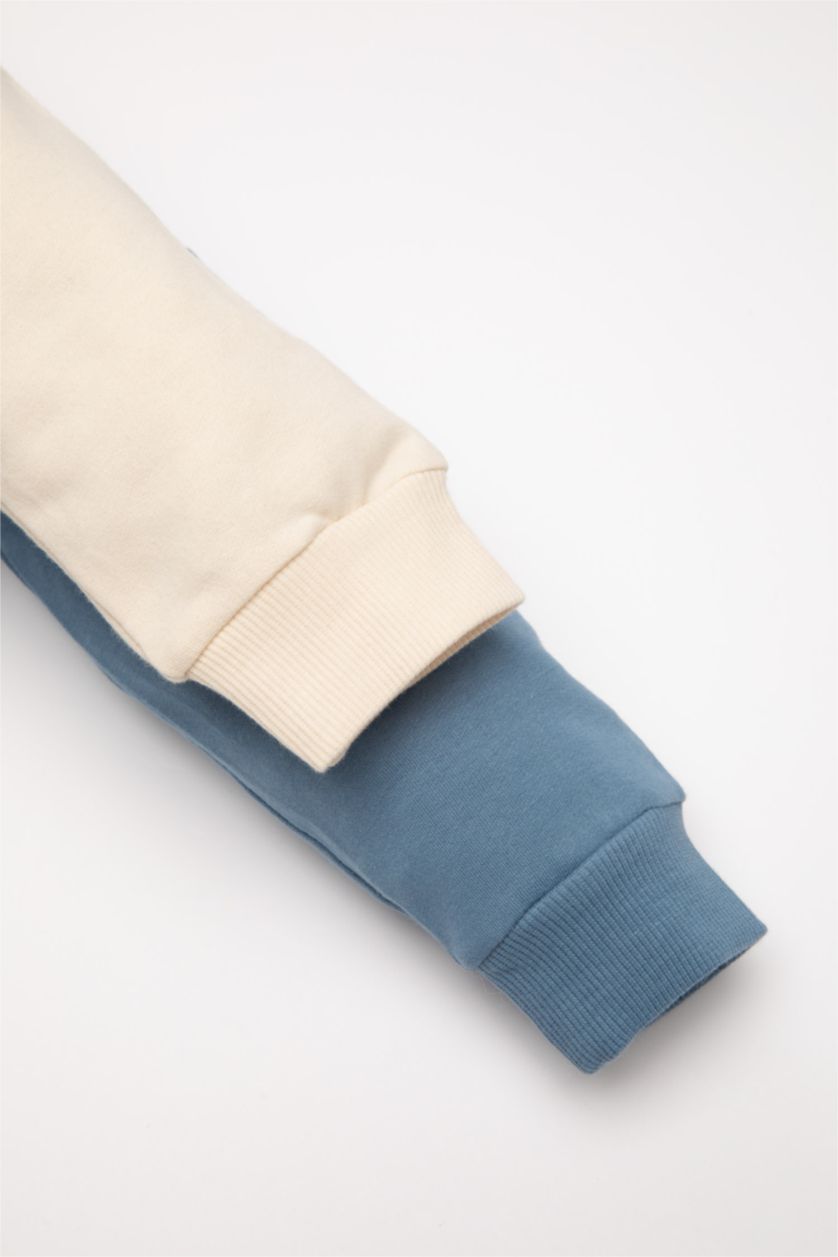 BABY BOY Blue Baby Boy Regular Fit Sports Printed Thin 2 Piece Sweatshirt