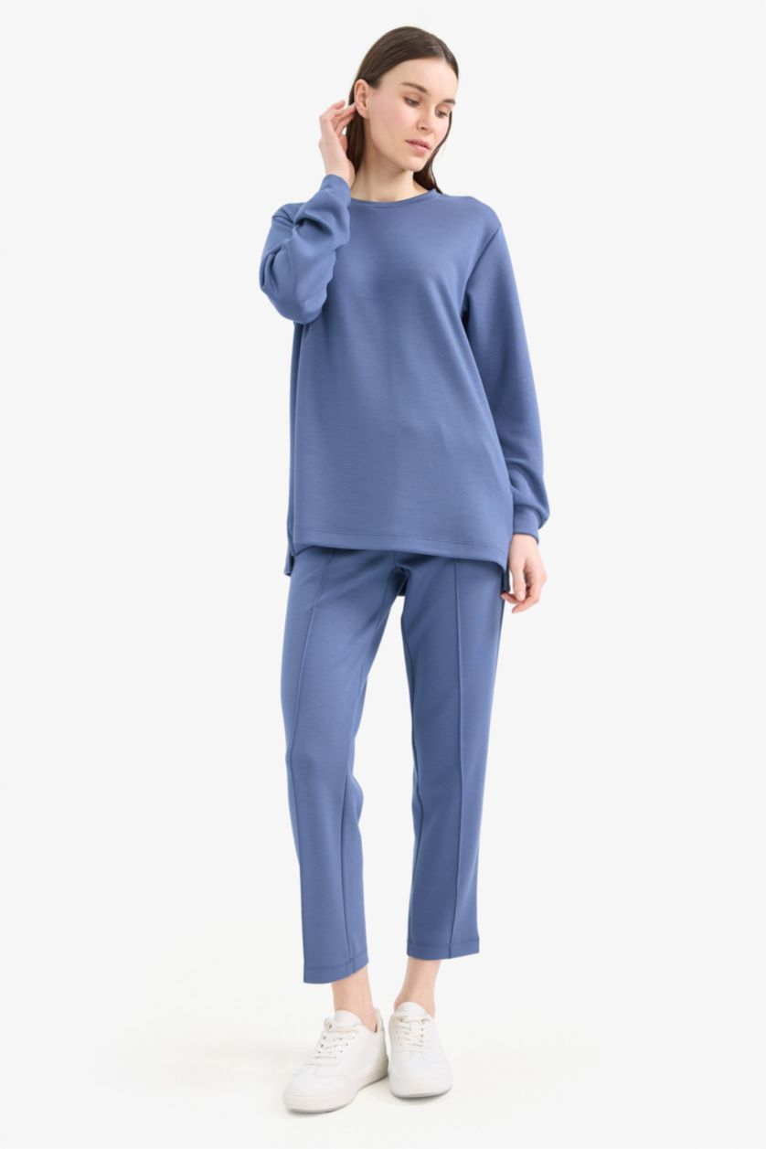 Kadın Açık İndigo Regular Fıt Uzun Kollu Tunik