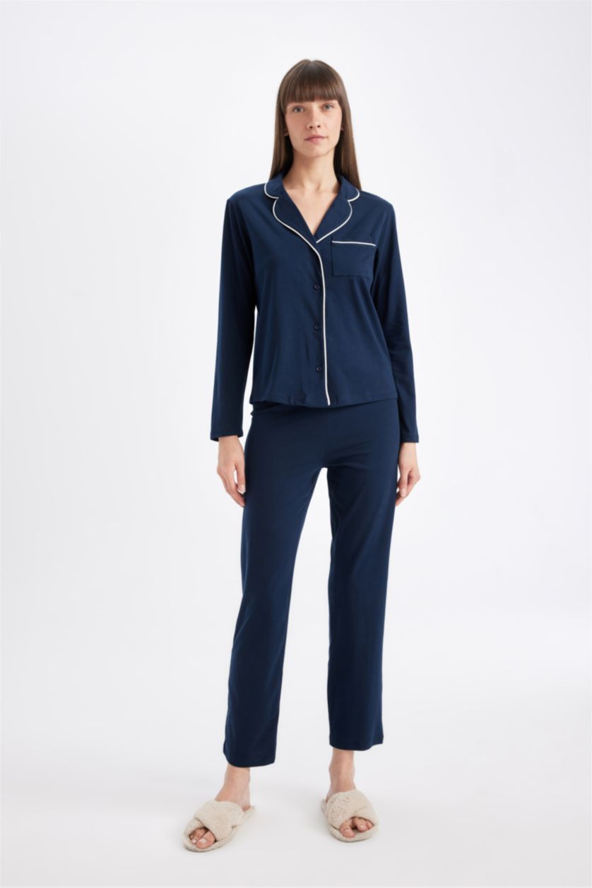 WOMAN NAVY Fall in Love Regular Fit 2 Piece Pajama Set