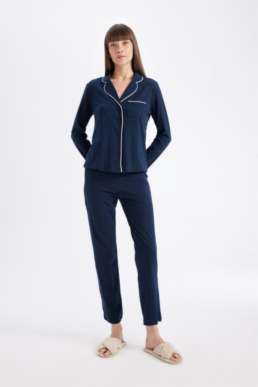 WOMAN NAVY Fall in Love Regular Fit 2 Piece Pajama Set