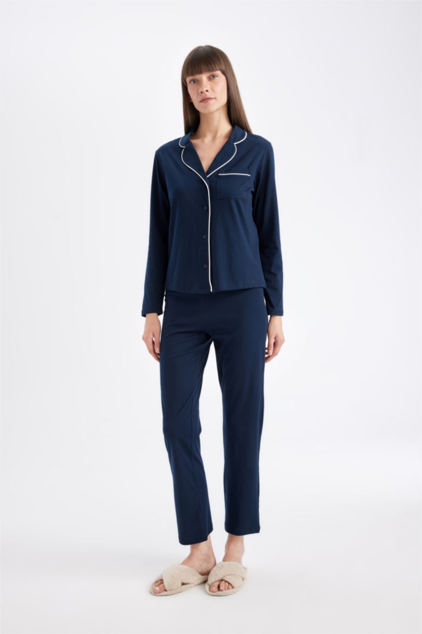 WOMAN NAVY Fall in Love Regular Fit 2 Piece Pajama Set