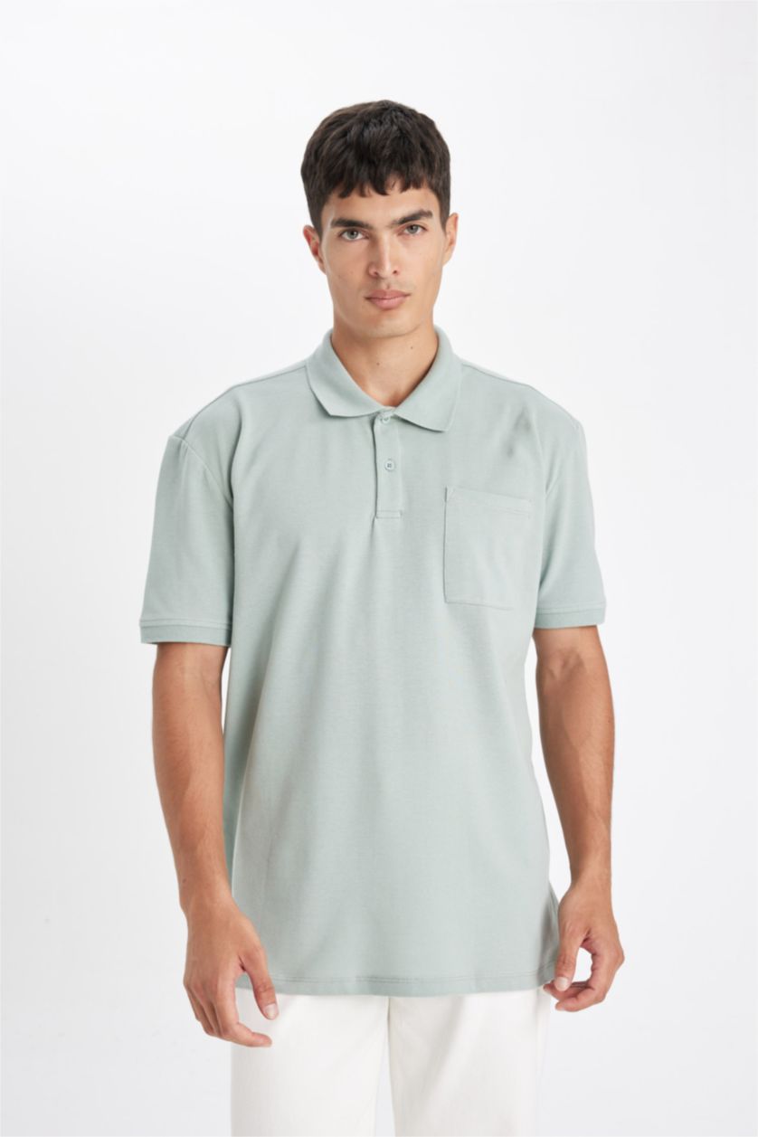 Erkek Açık Gri New Regular Fit Polo Yaka Kısa Kollu Pike Basic Düz Tişört