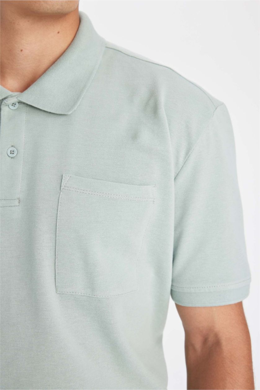 Erkek Açık Gri New Regular Fit Polo Yaka Kısa Kollu Pike Basic Düz Tişört