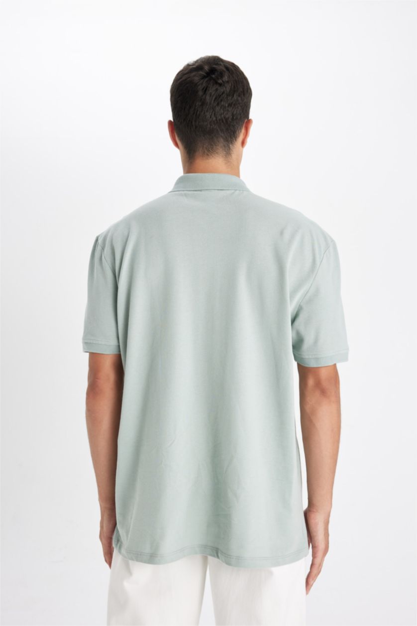 Erkek Açık Gri New Regular Fit Polo Yaka Kısa Kollu Pike Basic Düz Tişört