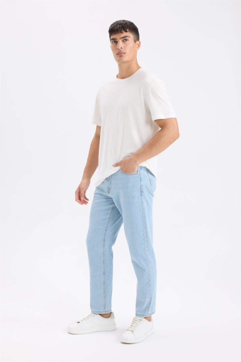 HOMME BLEU Clair Pantalon en Jean Slim Style des Années 90 Coupe Skinny