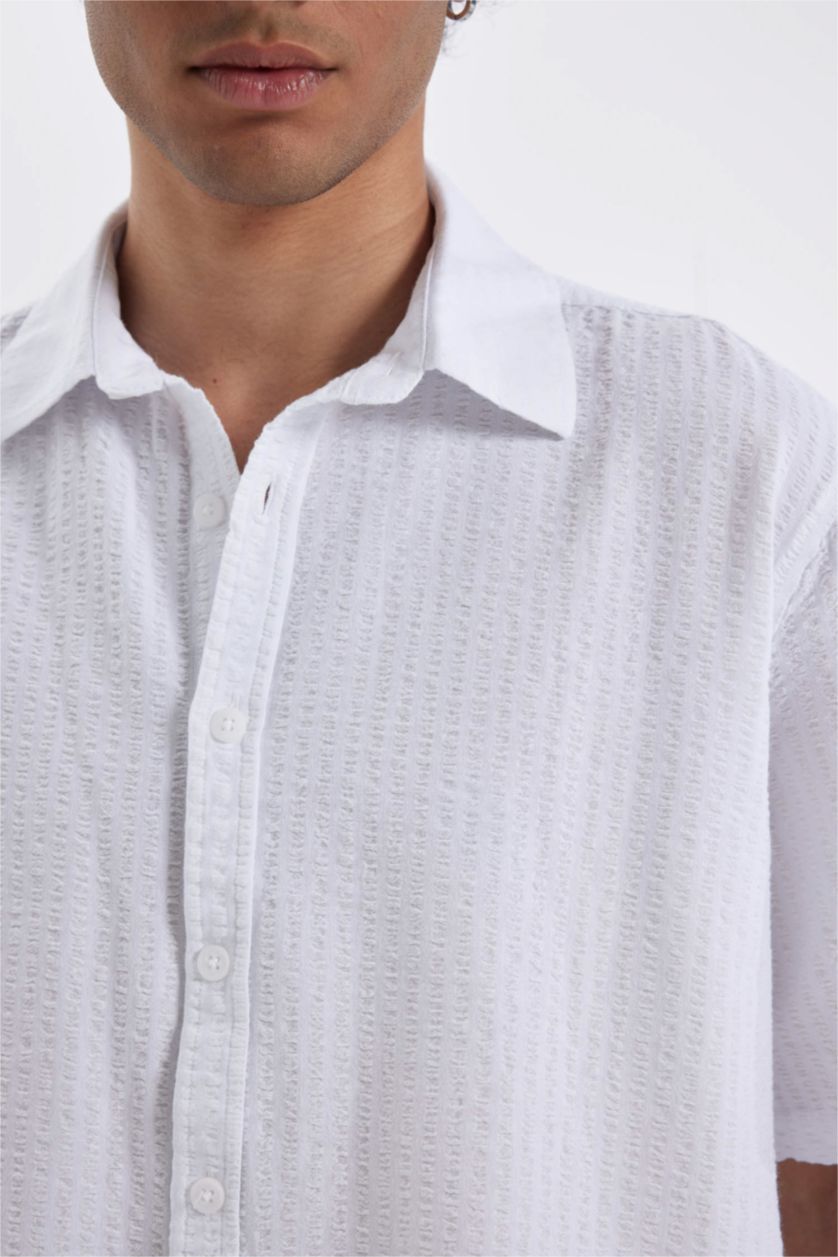 MAN White Relax Fit Cotton Short Sleeve Shirt