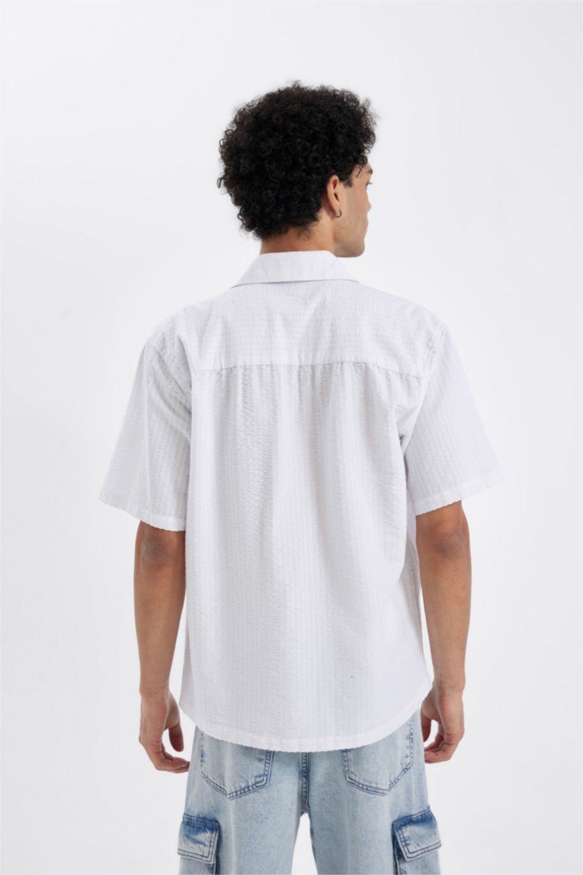 MAN White Relax Fit Cotton Short Sleeve Shirt