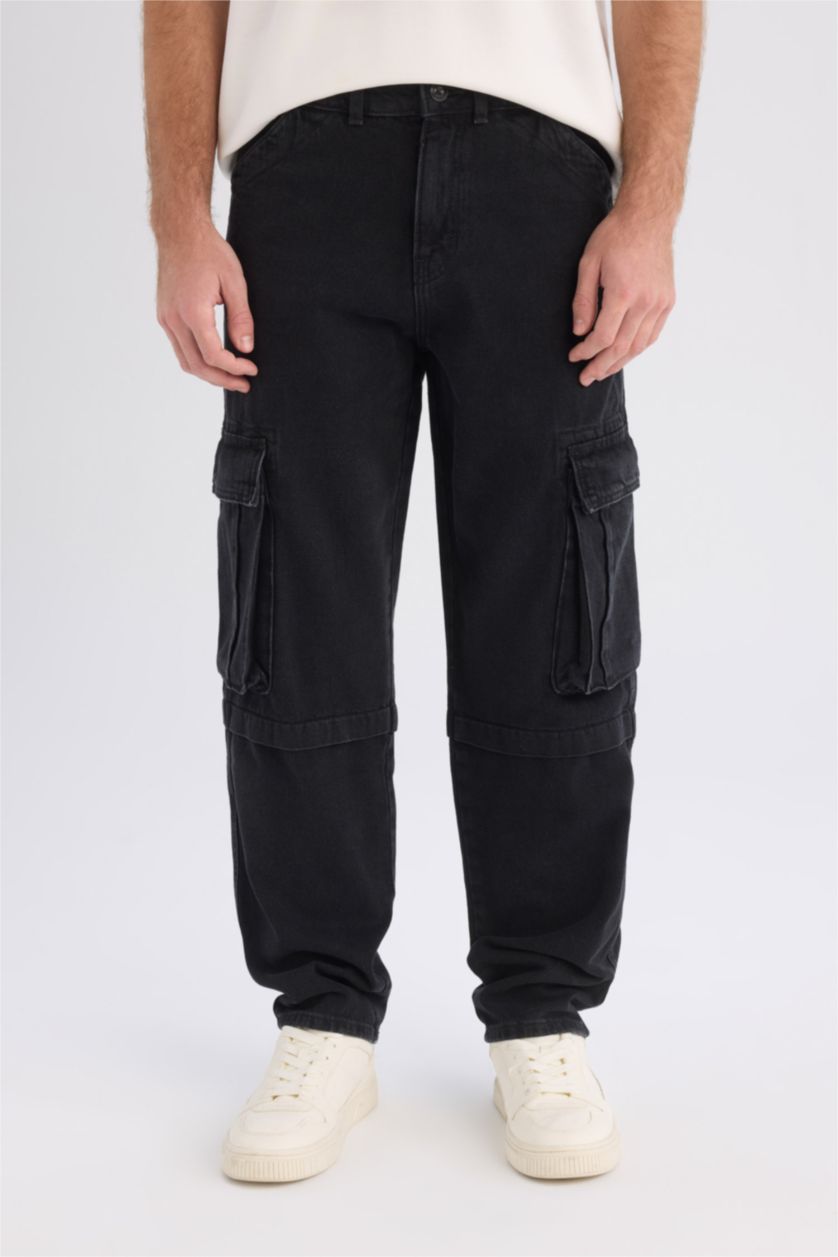رجال أسود Relax Fit Trousers