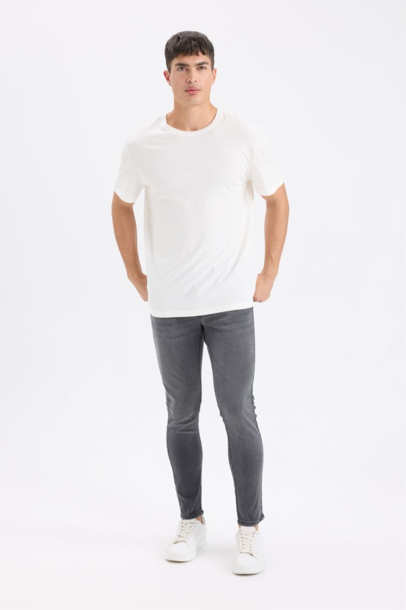 MAN Anthracite Skinny Comfort Fit Ripped Detailed Skinny Leg Jeans