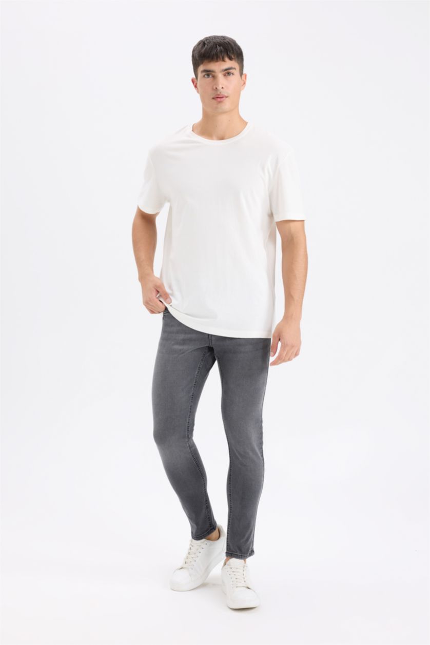 MAN Anthracite Skinny Comfort Fit Ripped Detailed Skinny Leg Jeans