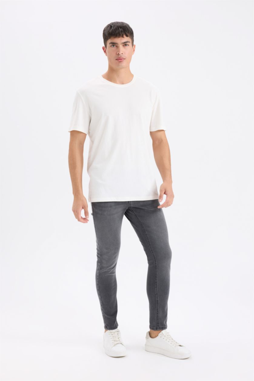 MAN Anthracite Skinny Comfort Fit Ripped Detailed Skinny Leg Jeans