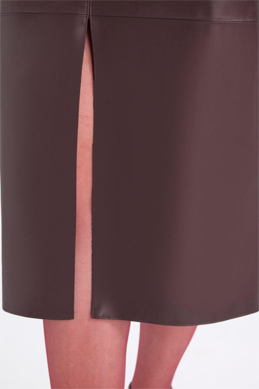 FEMME Bordeaux Jupe crayon en simili cuir bordeaux à taille haute avec doublure en Jersey