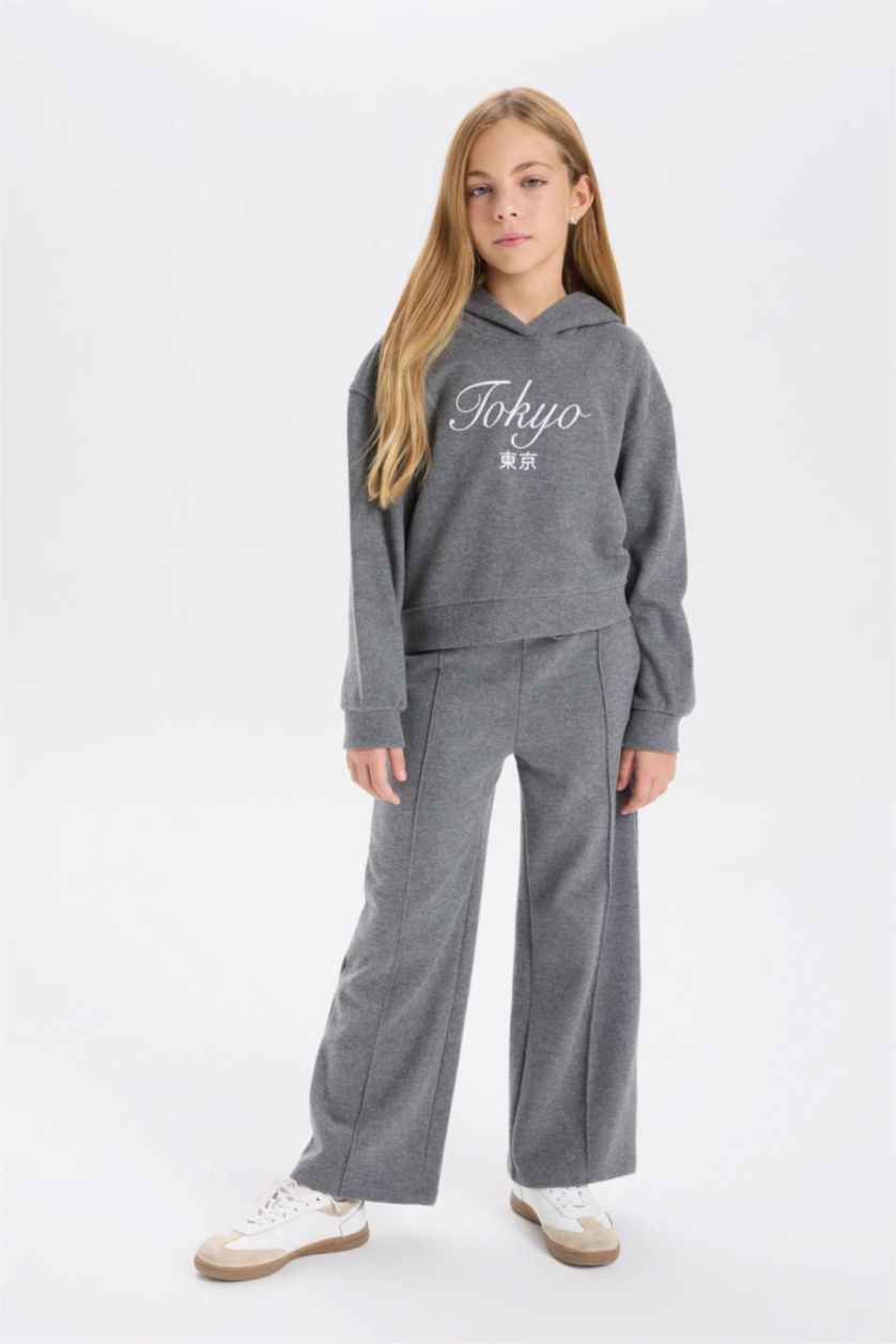 GIRLS & TEENS Anthracite Melange Girl Wide Leg Sweatpants