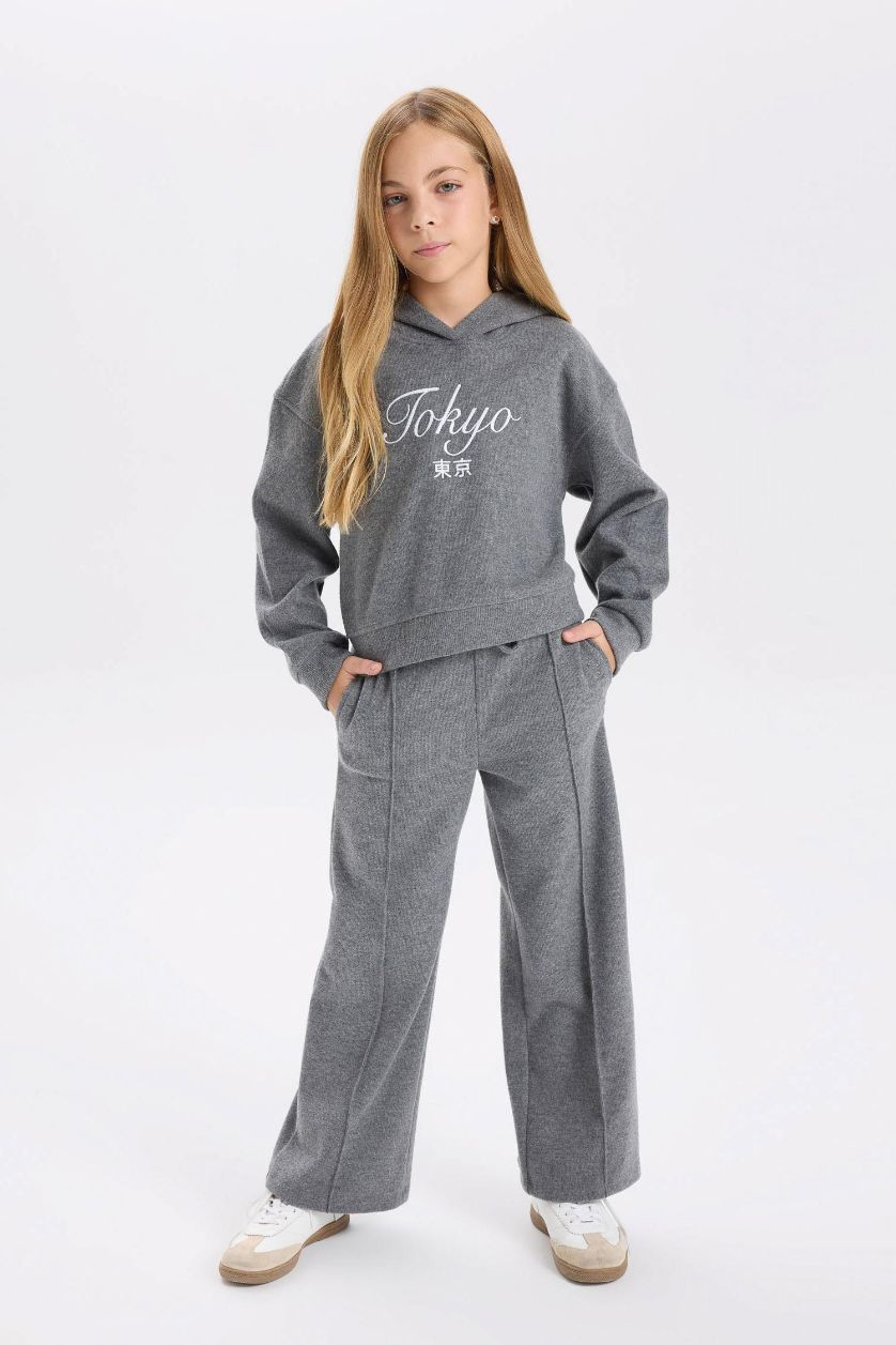 GIRLS & TEENS Anthracite Melange Girl Wide Leg Sweatpants