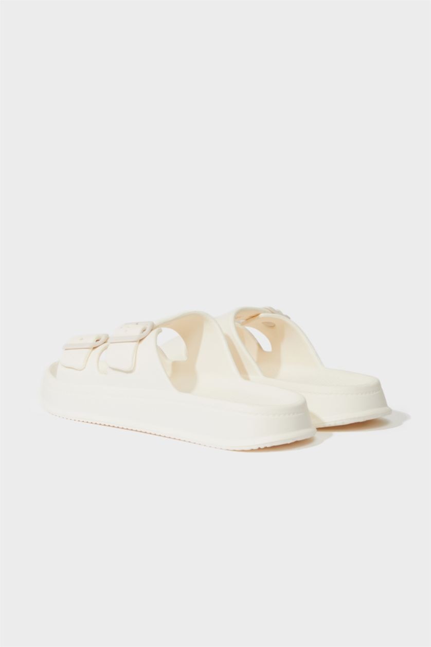 Erkek Beyaz Erkek Düz Taban Çift Bantlı Eva Terlik