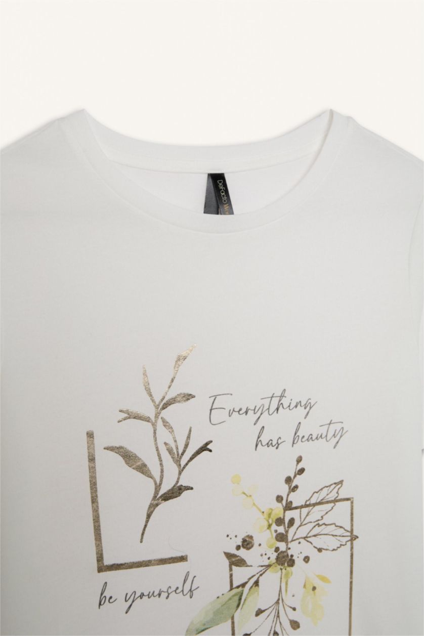 WOMAN Ecru Regular Fit Crew Neck Short Sleeve T-Shirt