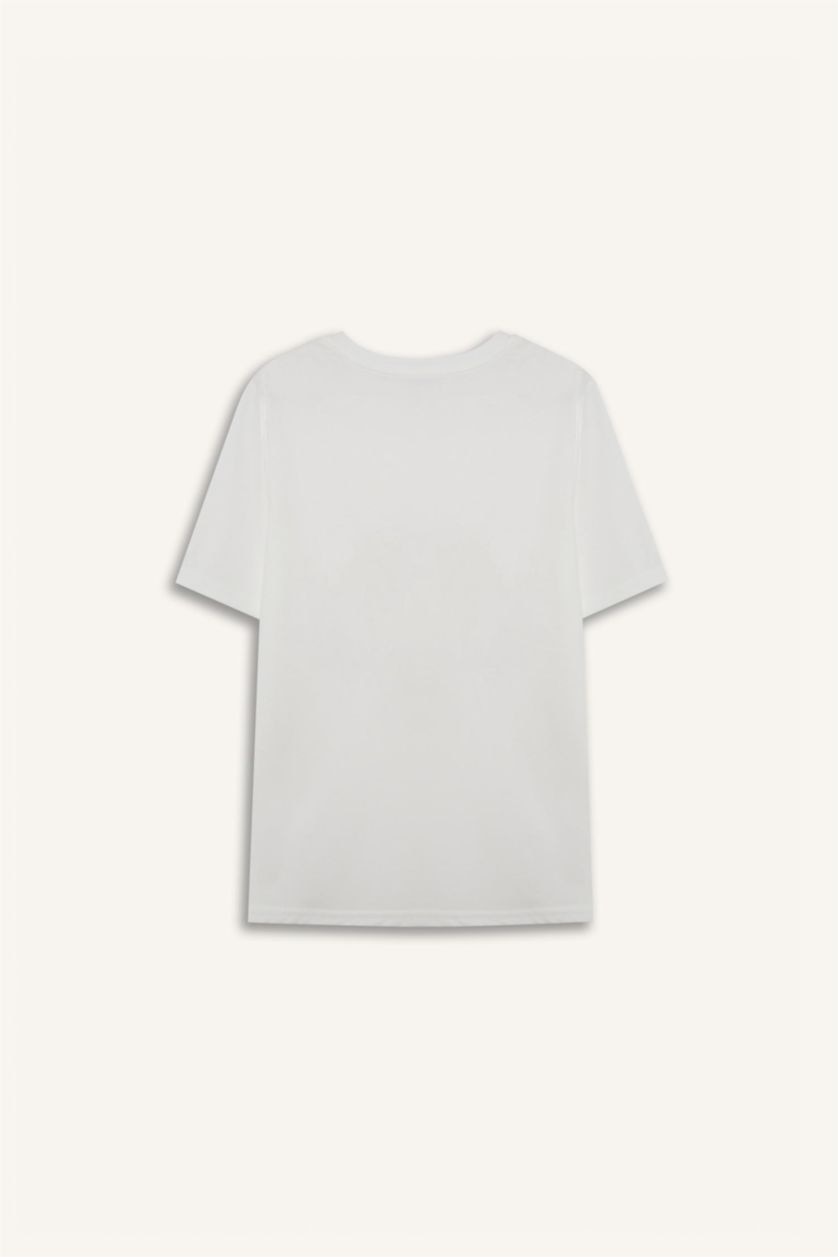 WOMAN Ecru Regular Fit Crew Neck Short Sleeve T-Shirt