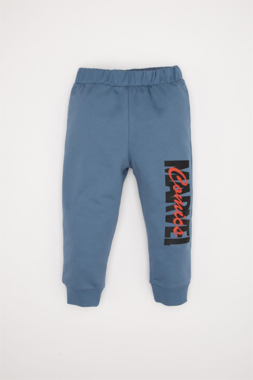 مولود ذكر بيج فاتح طقم قماش رقيق برقبة مستديرة من مارفل من قطعتين