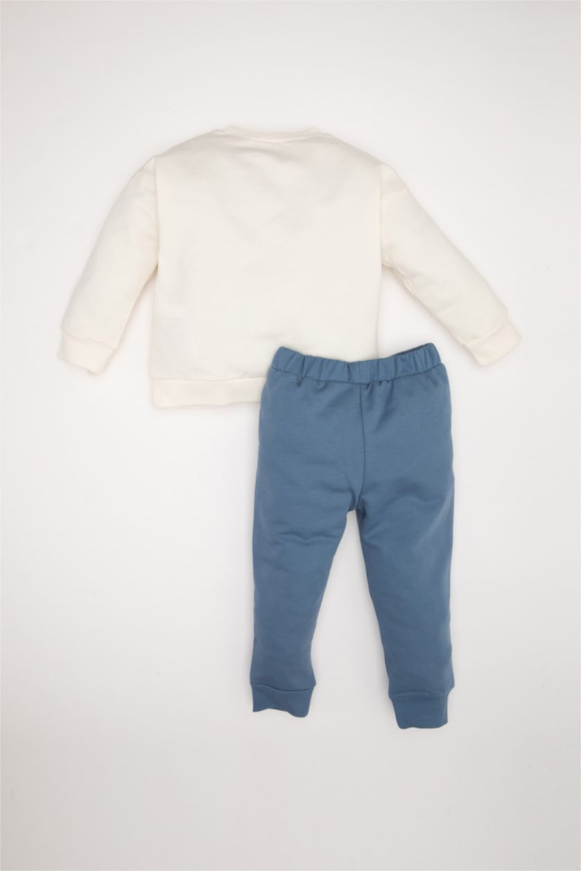 مولود ذكر بيج فاتح طقم قماش رقيق برقبة مستديرة من مارفل من قطعتين