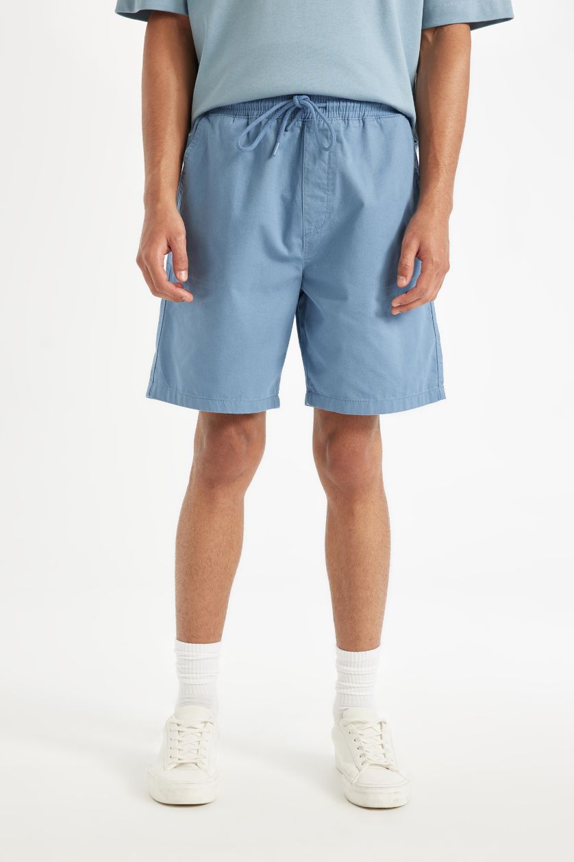 Man Blue Relax Fit Gabardine Bermuda
