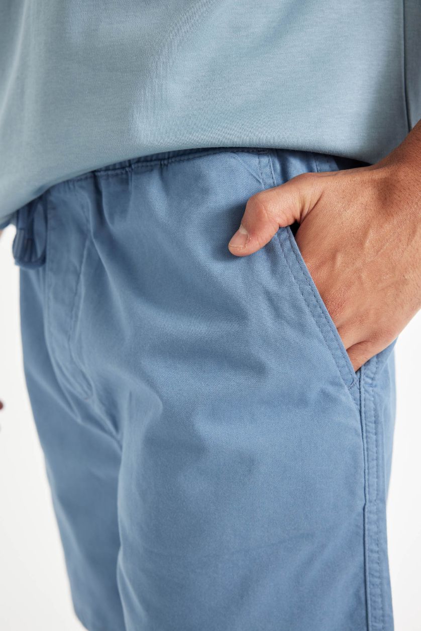 Man Blue Relax Fit Gabardine Bermuda