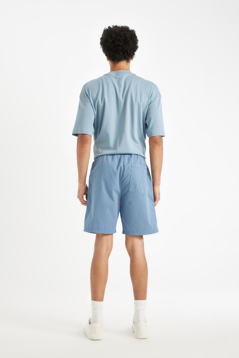Man Blue Relax Fit Gabardine Bermuda