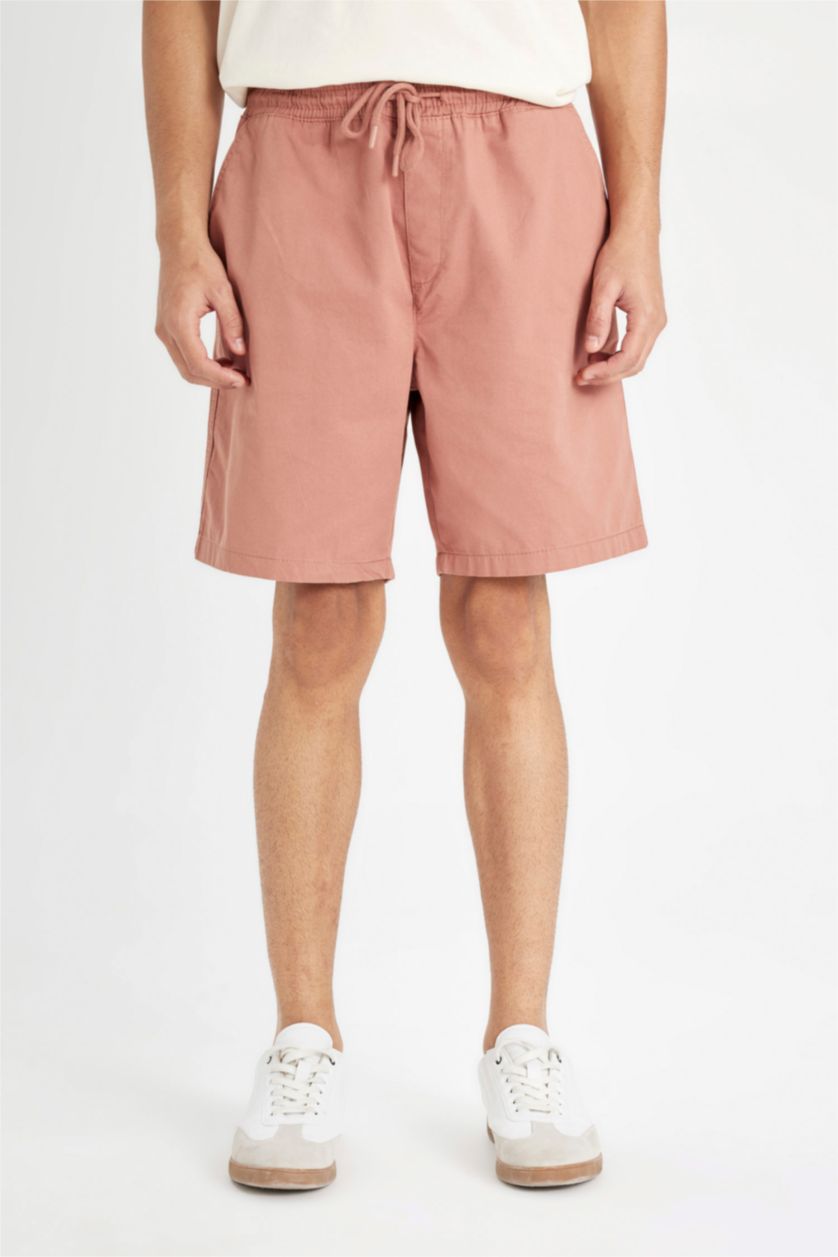 Man Light Brown Relax Fit Gabardine Bermuda