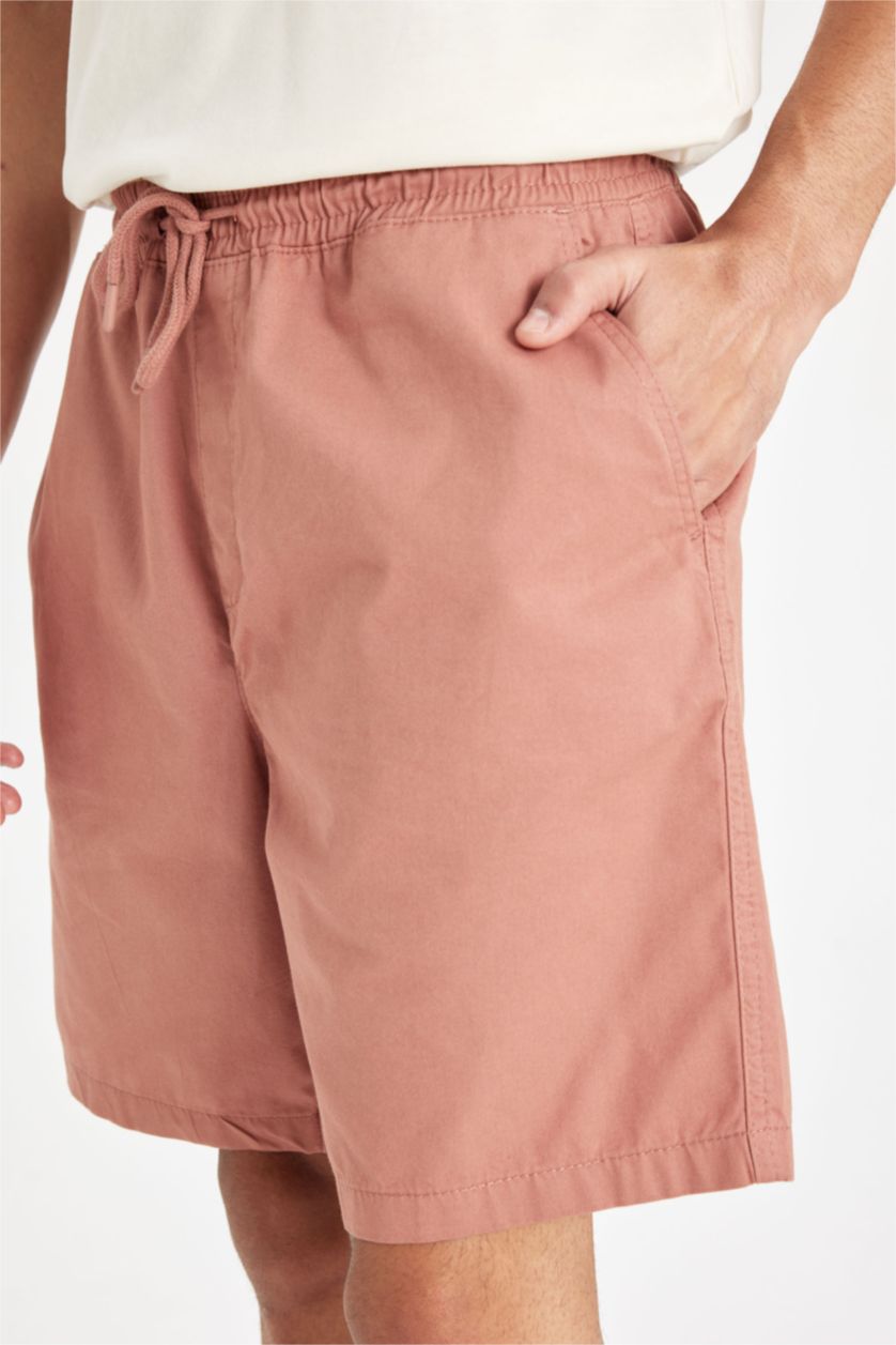 Man Light Brown Relax Fit Gabardine Bermuda