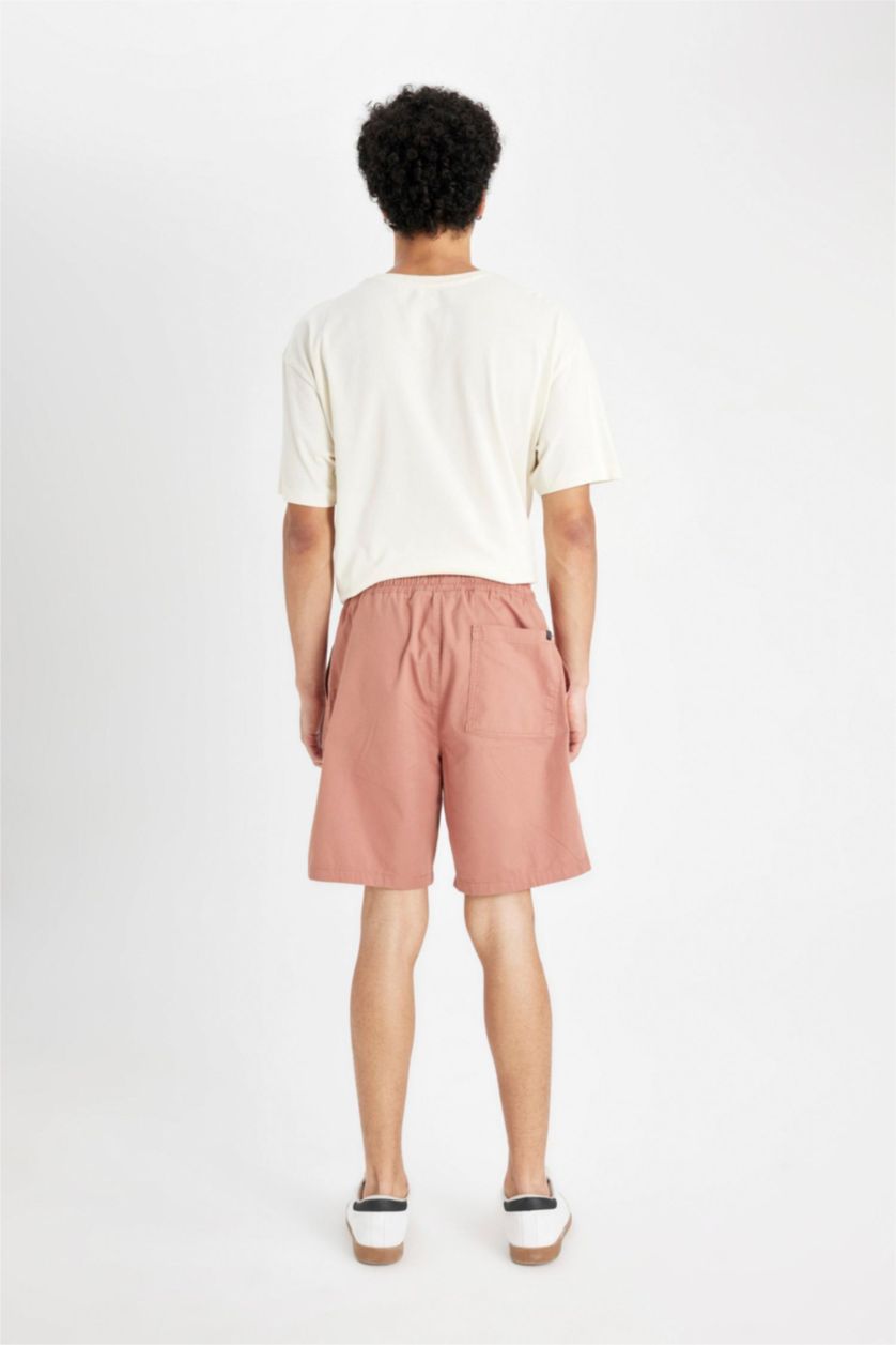 Man Light Brown Relax Fit Gabardine Bermuda