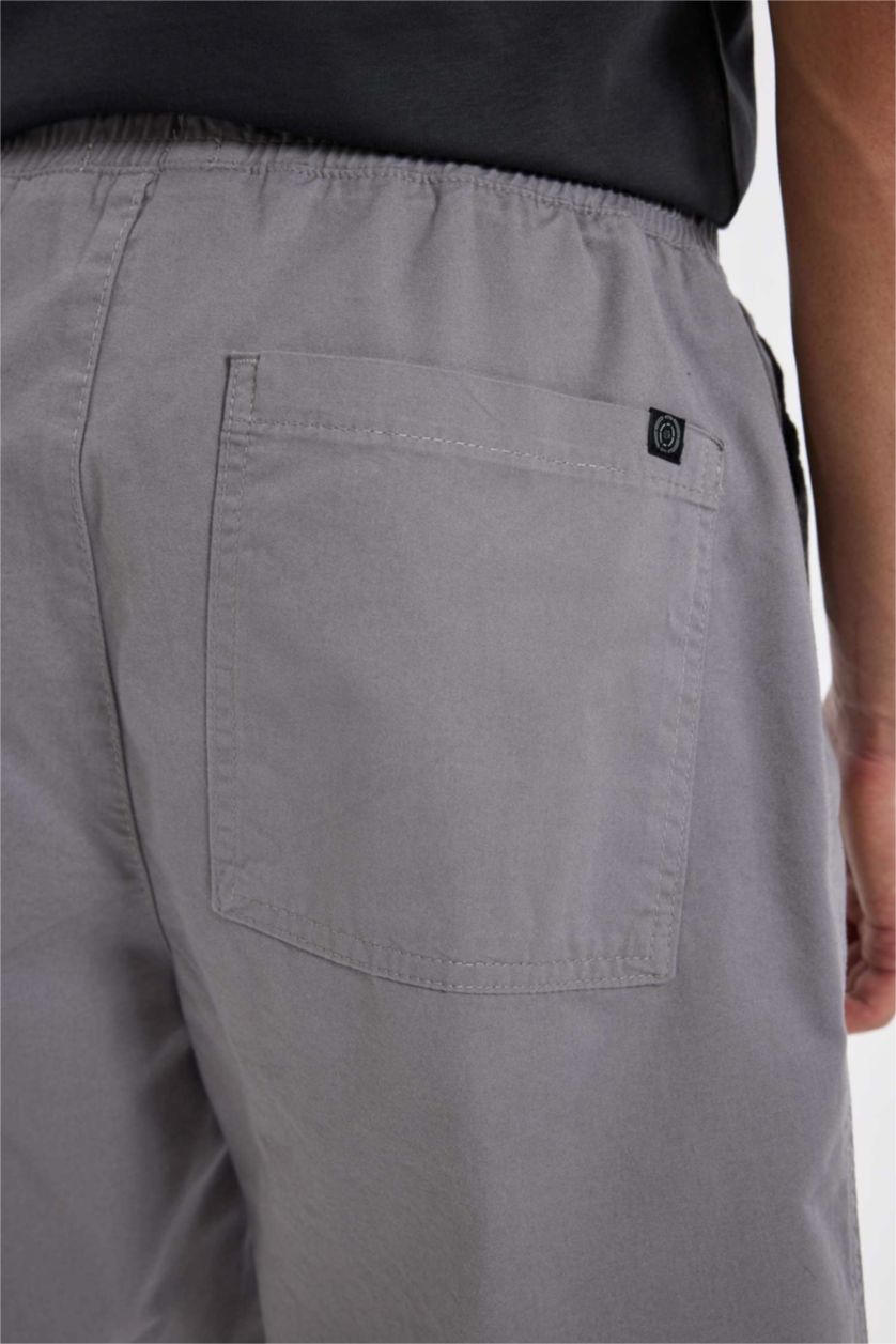 Erkek Gri Relax Fit Gabardin Bermuda Şort