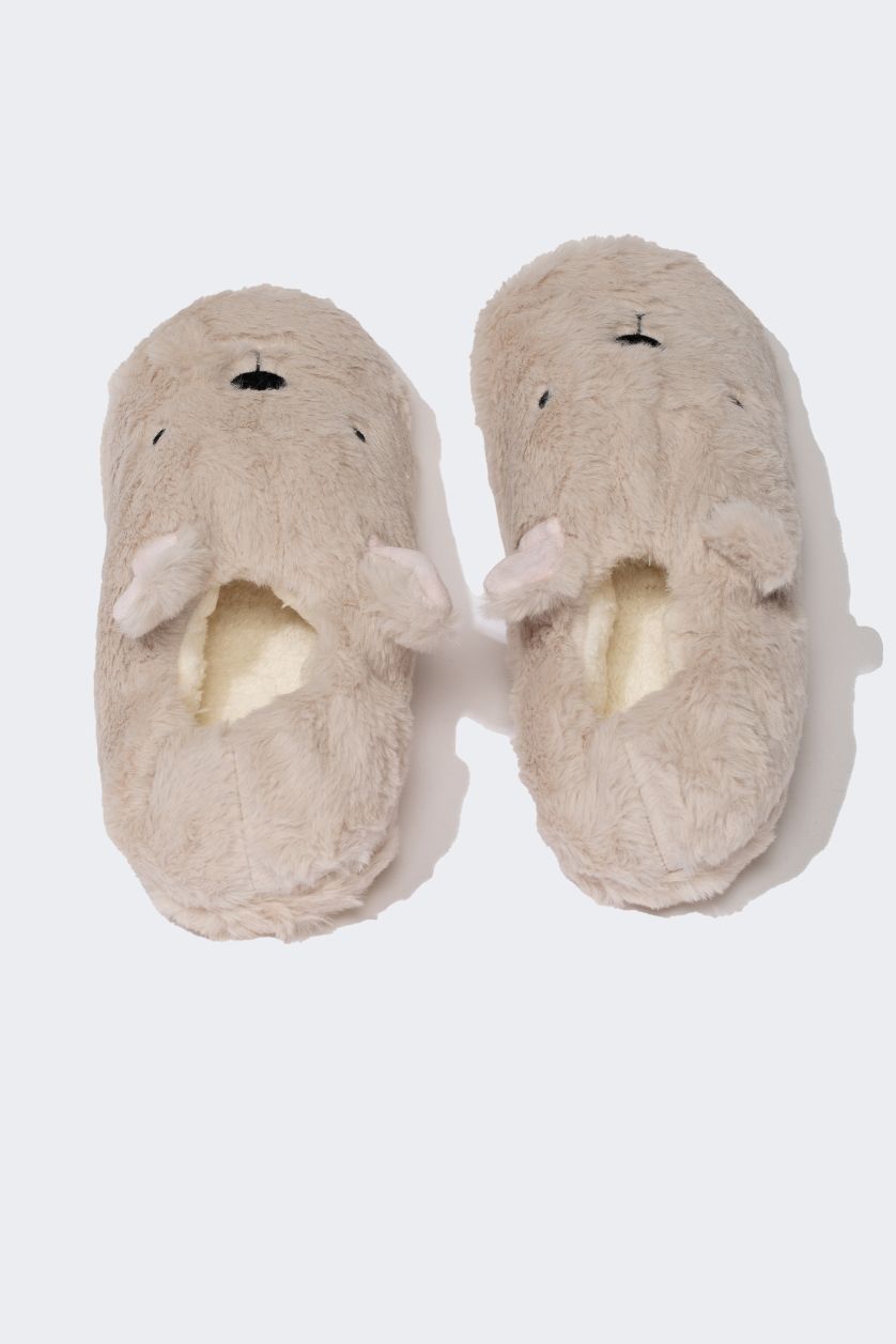 FEMME Beige Pantoufles à semelle plate pour femme