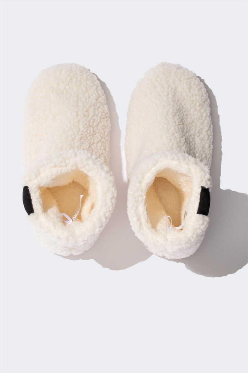 Kadın Bej Kadın Pelüş Düz Taban Ev Botu