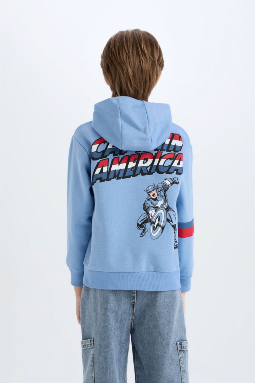 Erkek Çocuk - Genç Erkek Mavi Marvel Avengers Kapüşonlu Sweatshirt Erkek Çocuk