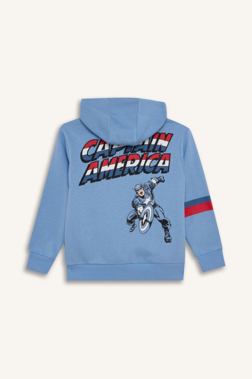 Erkek Çocuk - Genç Erkek Mavi Marvel Avengers Kapüşonlu Sweatshirt Erkek Çocuk