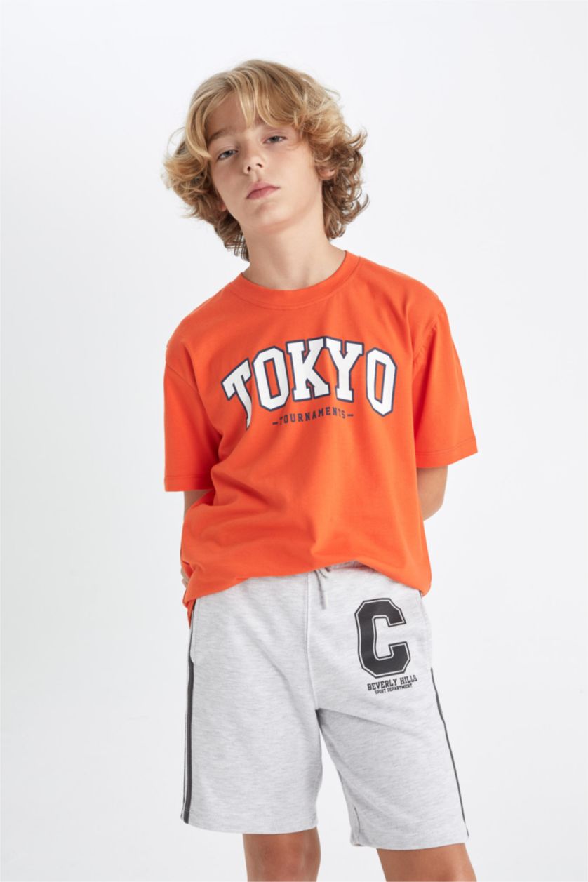 أولادي ميلانج رمادي شورت اولادي خفيف قصة عادية